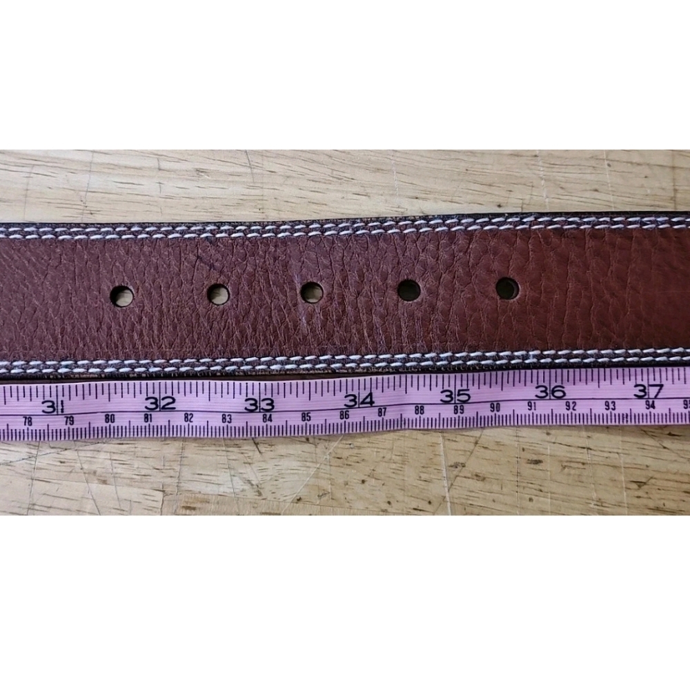 Michael Kors Brown Leather Belt Woman Med 31-34 Gold Buckle Preppy Western Boho - Picture 9 of 13